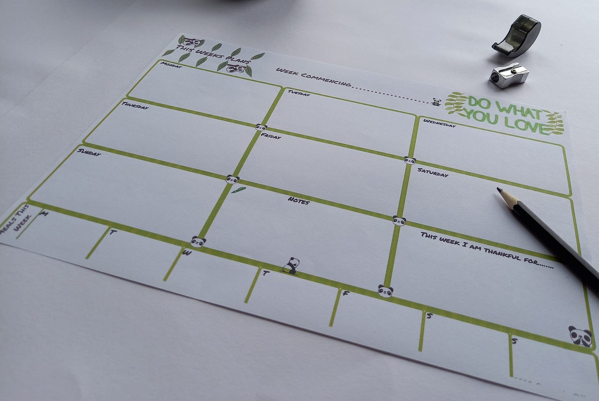 Panda Printable Planner Daily, Weekly & Monthly Bundle Office Gems